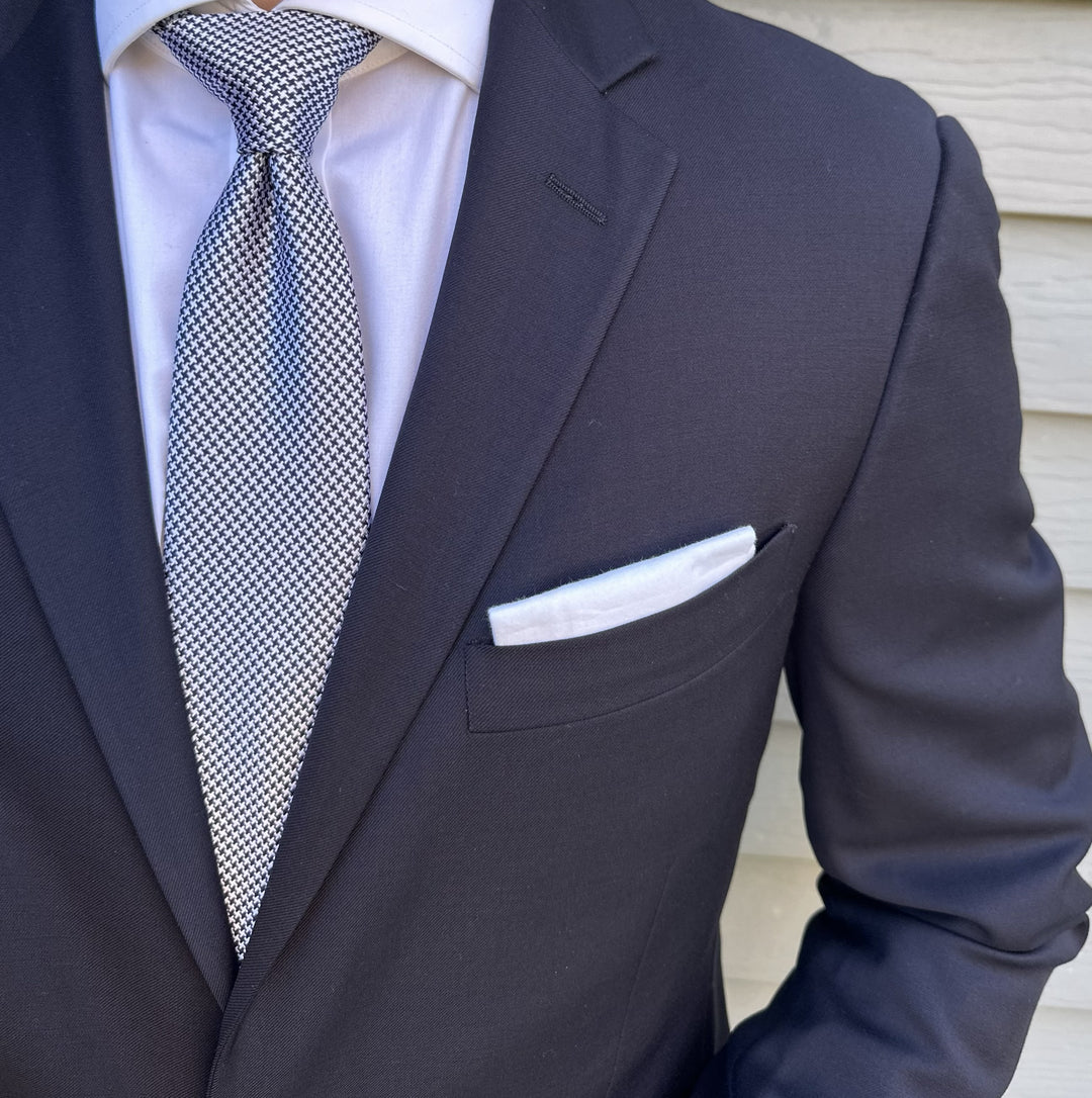 Benton Black &amp; White Houndstooth Tie