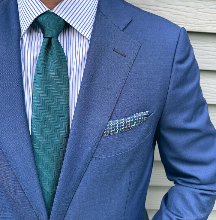 Callan Teal Solid Herringbone Tie