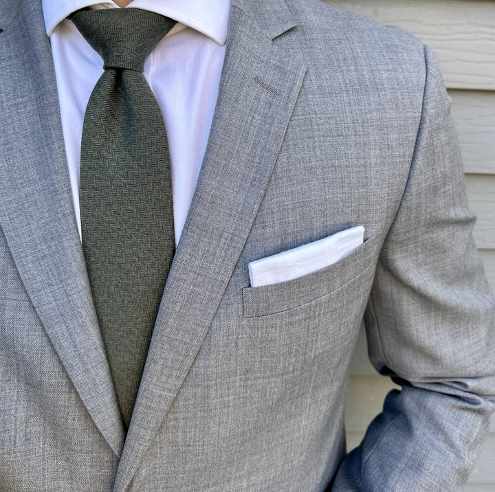 Dorsey Olive Herringbone Tie