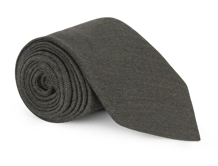 Dorsey Olive Herringbone Tie