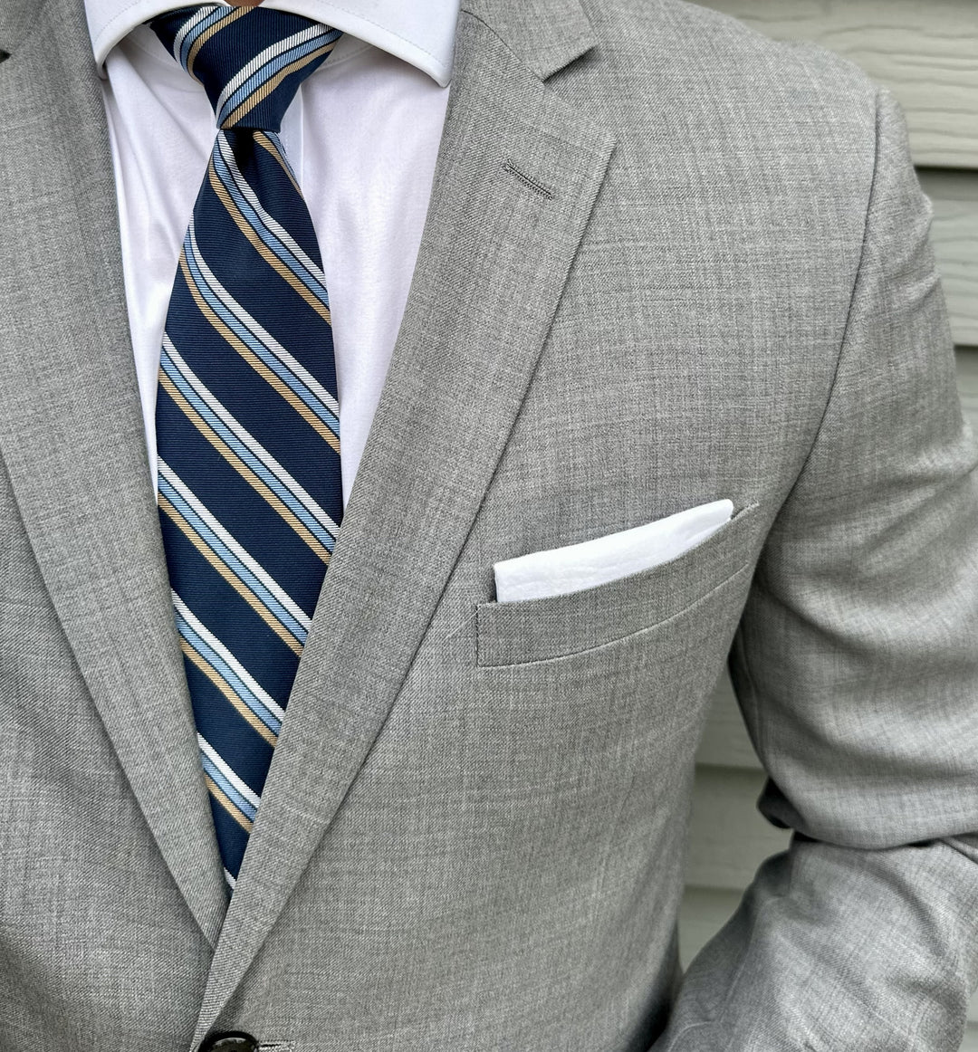 Doyers Navy Mogador Stripe Tie