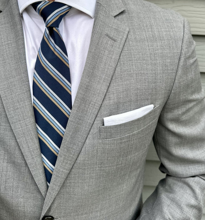 Doyers Navy Mogador Stripe Tie