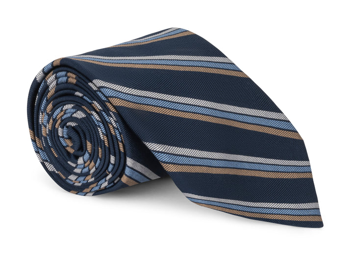 Doyers Navy Mogador Stripe Tie