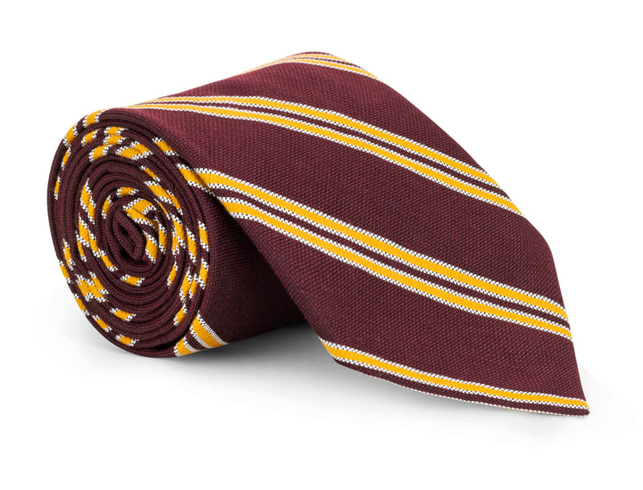 Glen Garnet Silk &amp; Cotton Stripe Tie