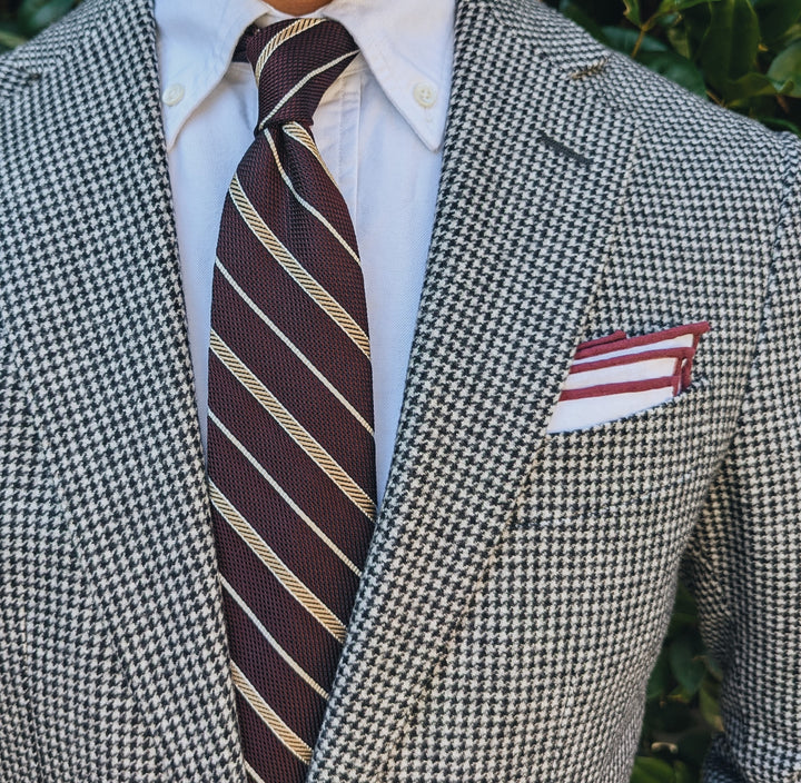 Harris Bordeaux Grenadine Stripe Tie