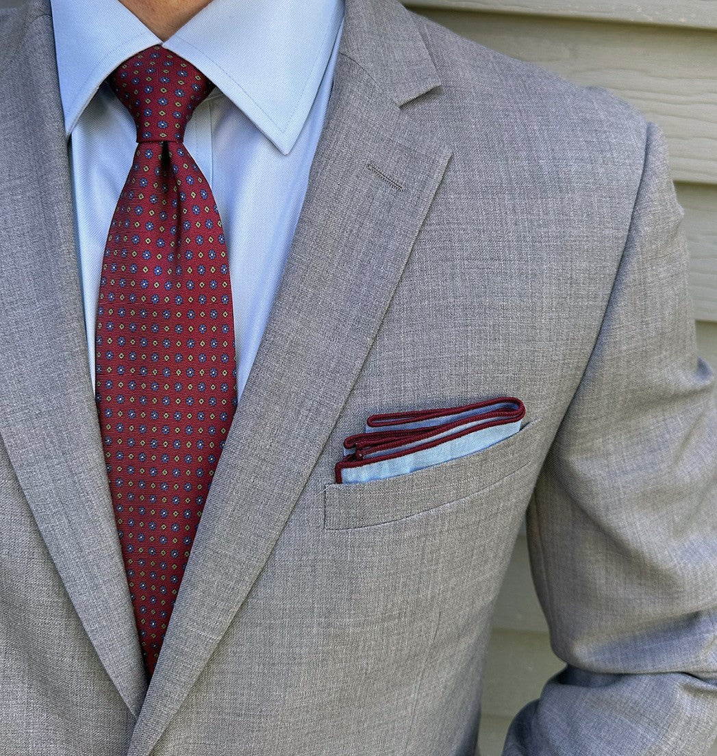 Leyden Burgundy Foulard Tie