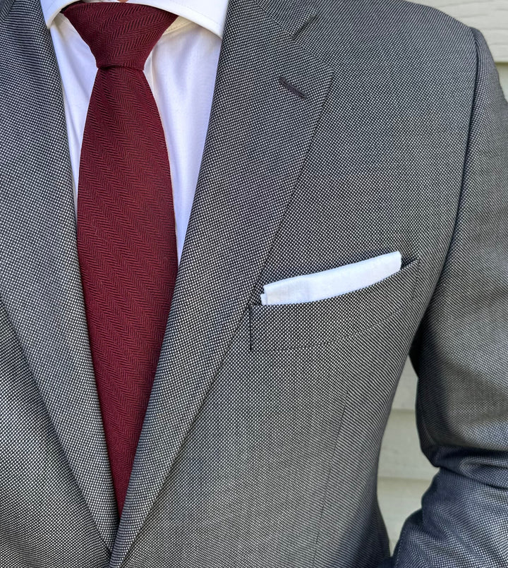 Luten Burgundy Herringbone Tie