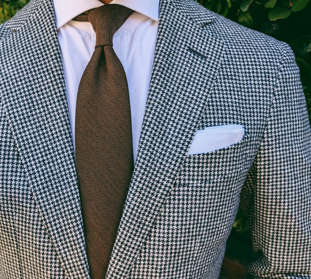 Luten Brown Herringbone Tie