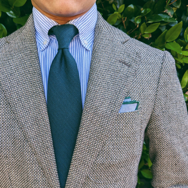 Malone Pine Green Herringbone Solid Tie