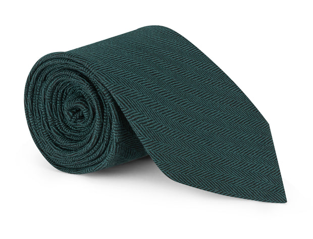 Malone Pine Green Herringbone Solid Tie