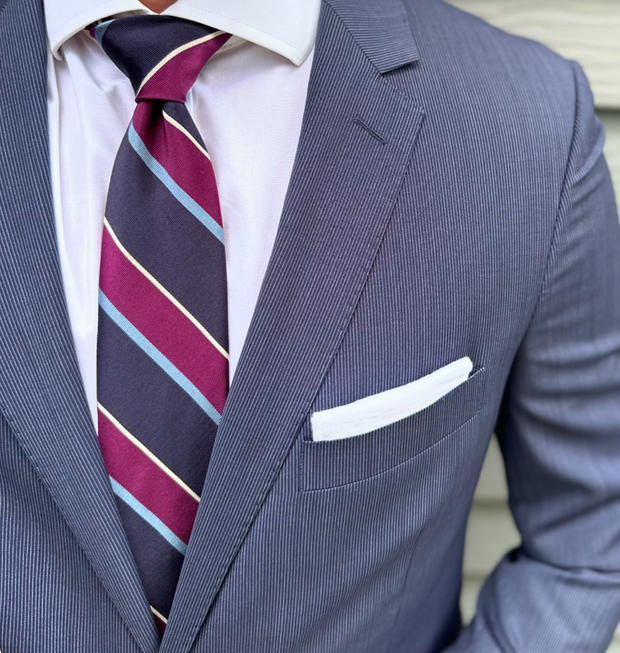 Roanoke Navy Mogador Stripe Tie