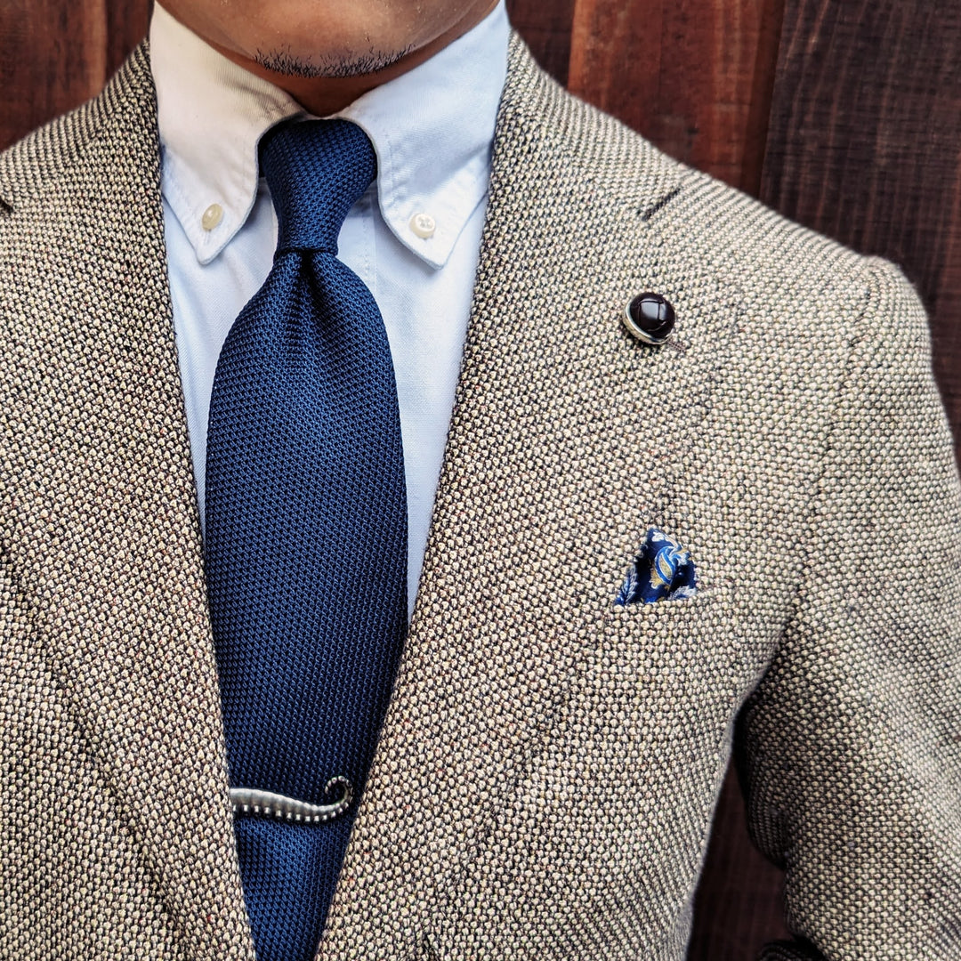 Russel Navy Grenadine Solid Tie