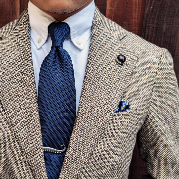 Russel Navy Grenadine Solid Tie