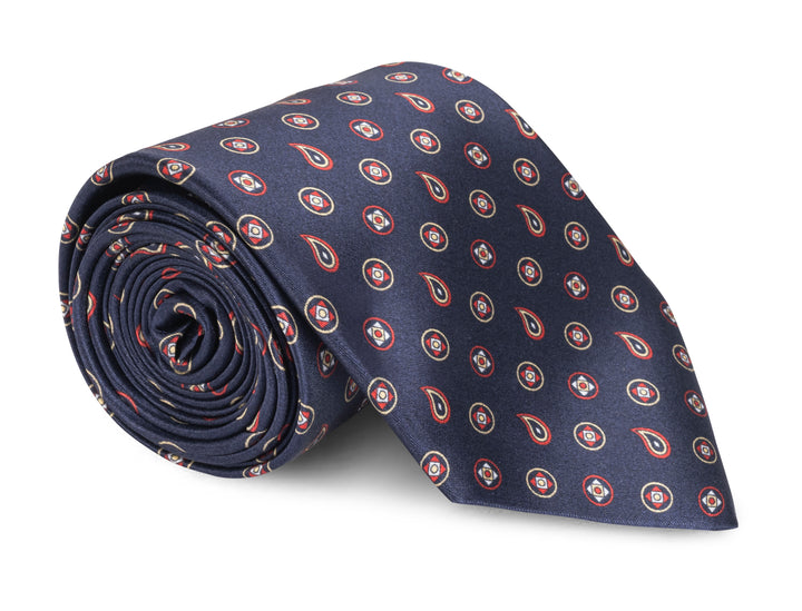 Carder Navy Satin Geo Tie