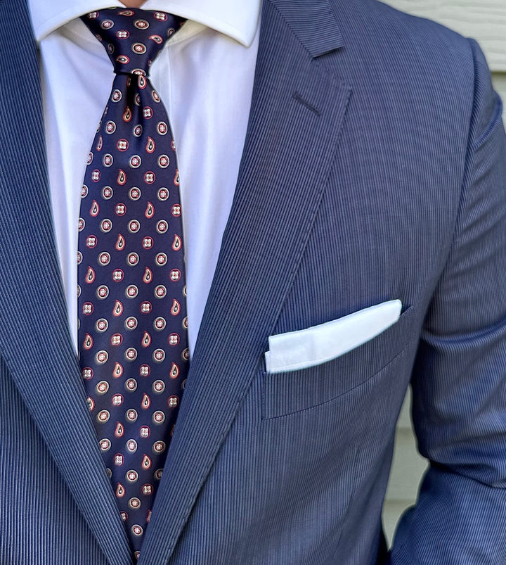 Carder Navy Satin Geo Tie