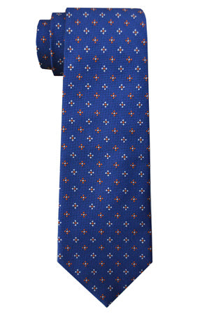 Ingram Foulard Tie Navy/Orange