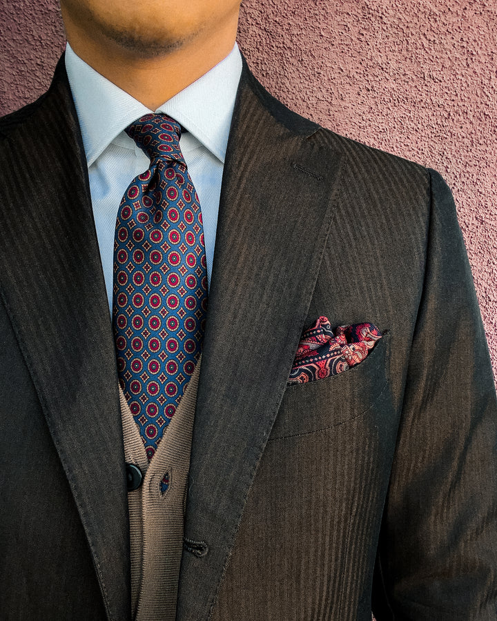 Rivington Navy Geo Print Tie