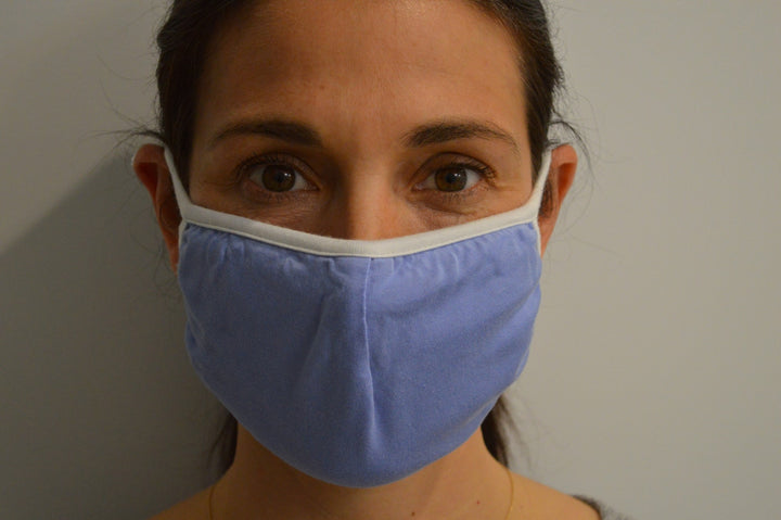 Blue Solid Reusable Face Mask With Elastic Straps