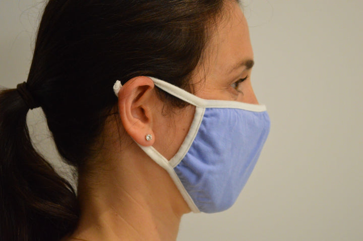 Blue Solid Reusable Face Mask With Elastic Straps