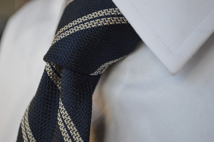 Elm Grenadine Stripe Tie Navy