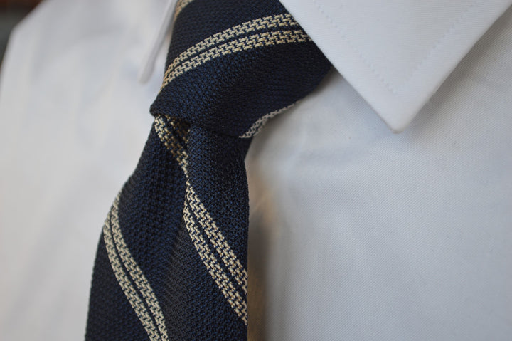 Elm Grenadine Stripe Tie Navy