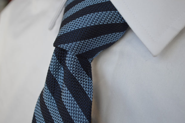 Burling Grenadine Stripe Tie Navy/Blue