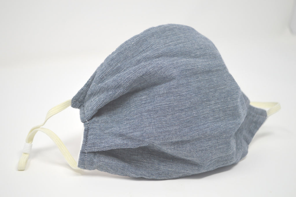 Navy Chambray Reusable Face Mask With Elastic Straps