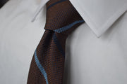 Colden Grenadine Stripe Tie Brown