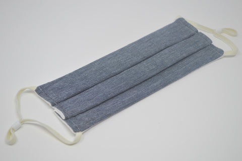 Navy Chambray Reusable Face Mask With Elastic Straps
