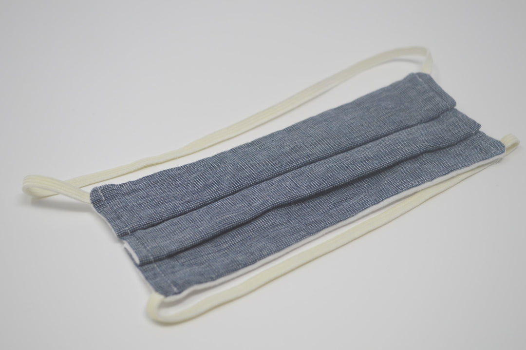 Kids Navy Chambray Reusable Face Mask With Elastic Straps