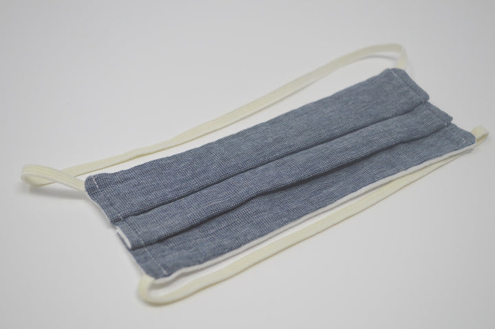Kids Navy Chambray Reusable Face Mask With Elastic Straps