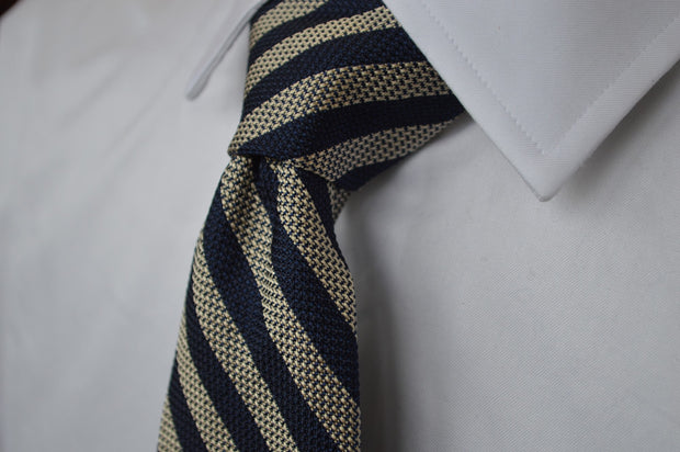 Burling Grenadine Stripe Tie Navy/Khaki