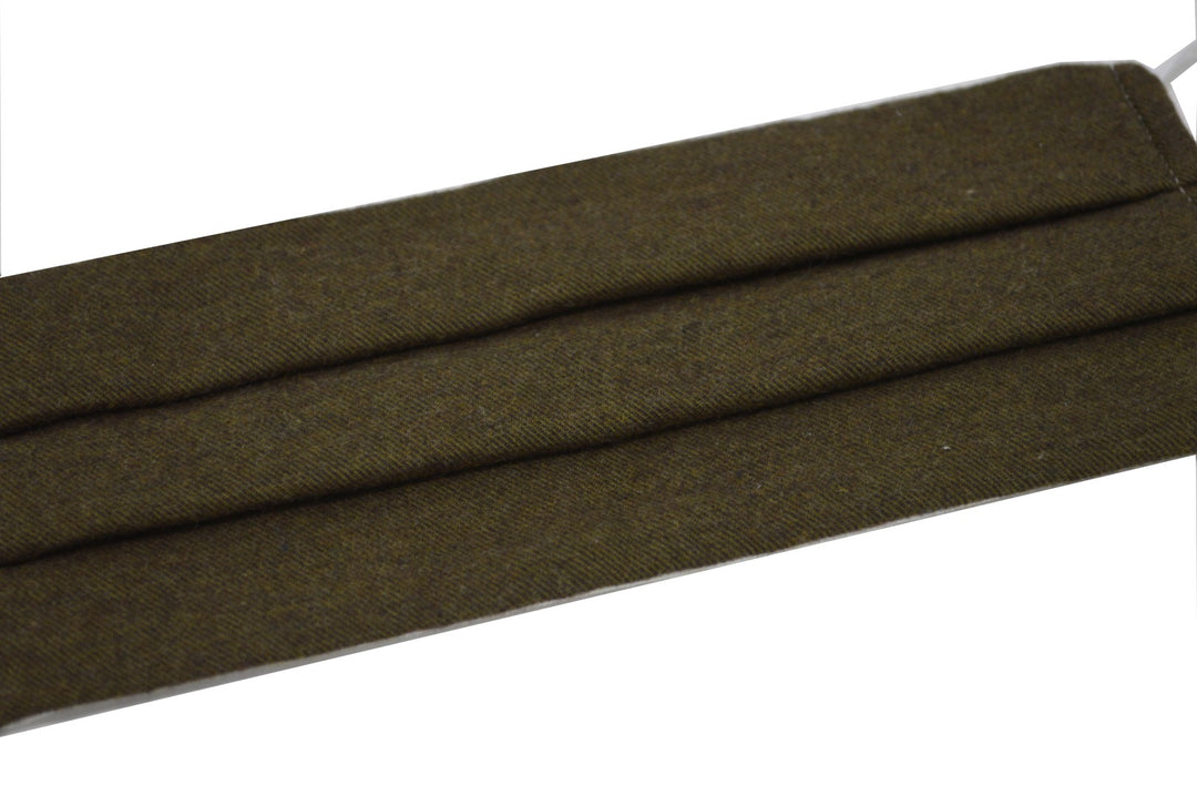 Dark Olive Solid Pleated Face Mask With Nose Bridge