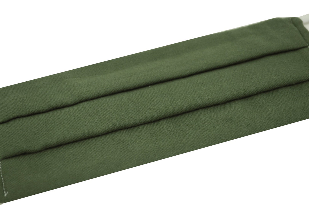 Green Solid Pleated Face Mask With Nose Bridge