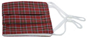 Maroon Plaid Pleated Face Mask With Nose Bridge