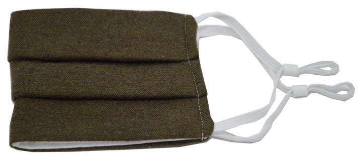 Dark Olive Solid Pleated Face Mask With Nose Bridge