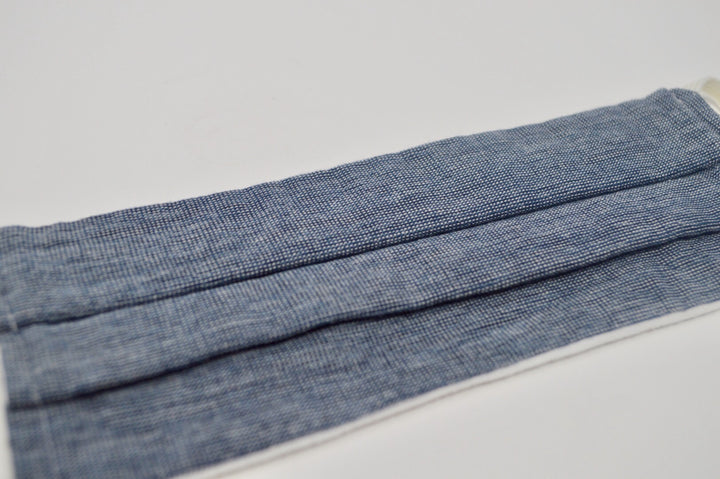 Kids Navy Chambray Reusable Face Mask With Elastic Straps