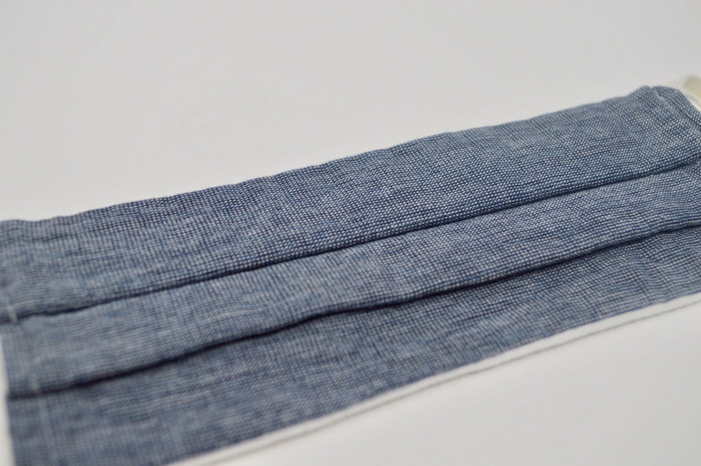 Kids Navy Chambray Reusable Face Mask With Elastic Straps