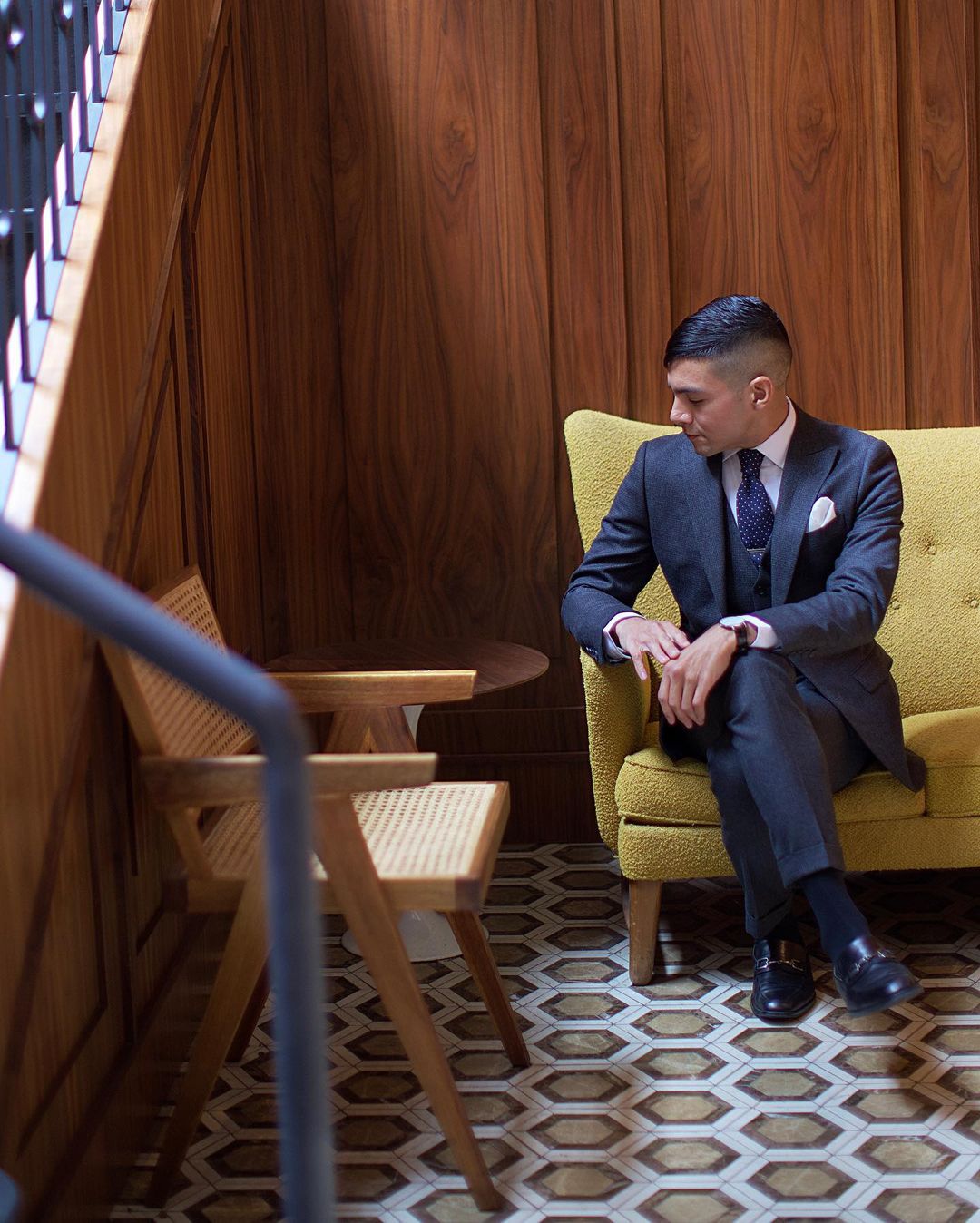 Monroe Navy Dot Tie
