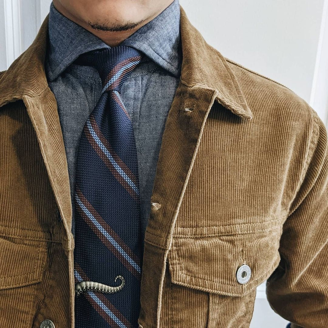 Parsons Grenadine Stripe Tie Navy