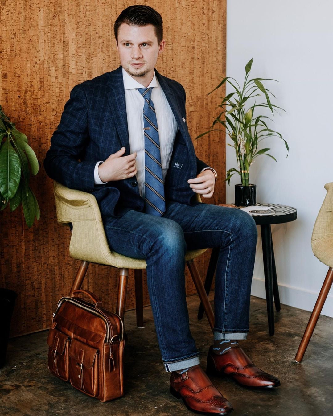 Langham Stripe Tie Blue
