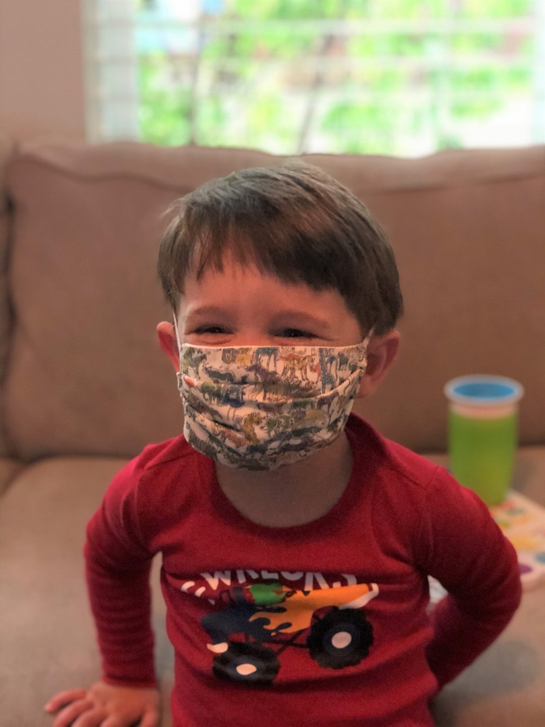 Kids Safari Reusable Face Mask With Elastic Straps