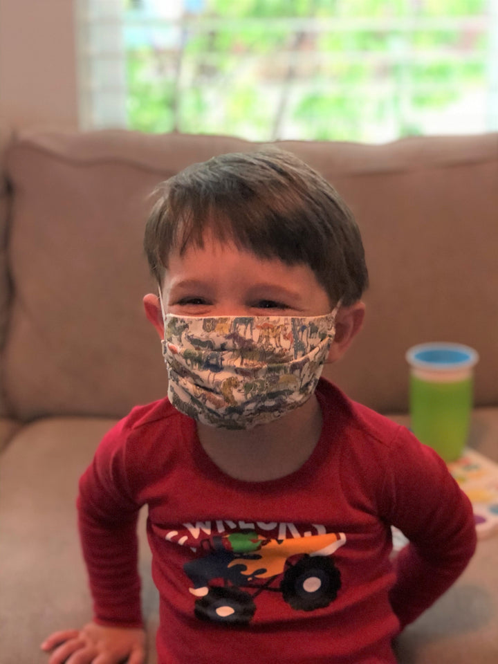Kids Safari Reusable Face Mask With Elastic Straps